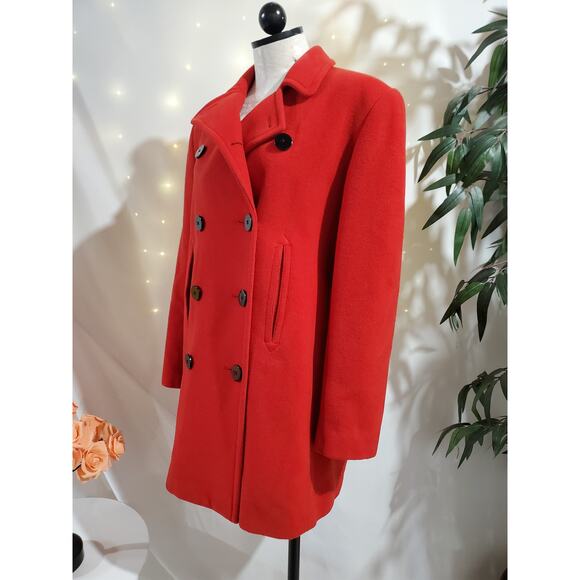 Vtg Lauren Ralph Lauren Womens Wool Cashmere Double Breasted Peacoat Size 8 Red - Picture 2 of 13